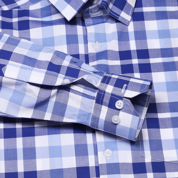 Zephyr Check Shirt In White And Blue Slim Fit - The Formal Club