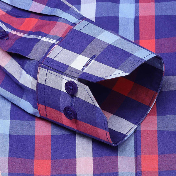 Duplin Yarn Died Check Shirt In Blue Red