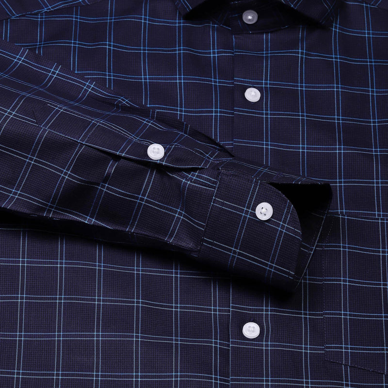 Eclipse Twill Check Shirt In Dark Blue Regular Fit – The Formal Club