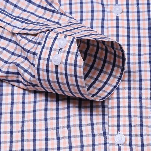 Tesla Peach and Blue Check Shirt