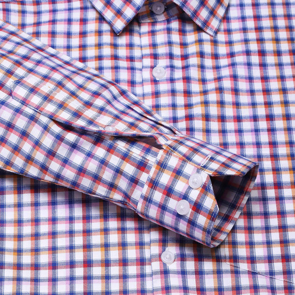 Eclipse Twill Check Shirt In Blue And Red Regular Fit - The Formal Club