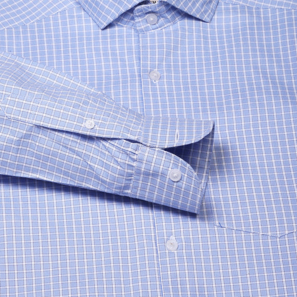 Regal Oxford Check Shirt In Sky Blue Slim Fit - The Formal Club