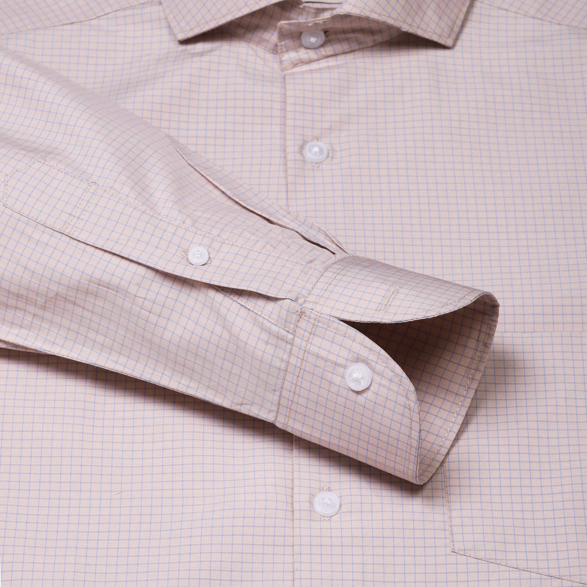 Zephyr Check Shirt In Beige Slim Fit - The Formal Club