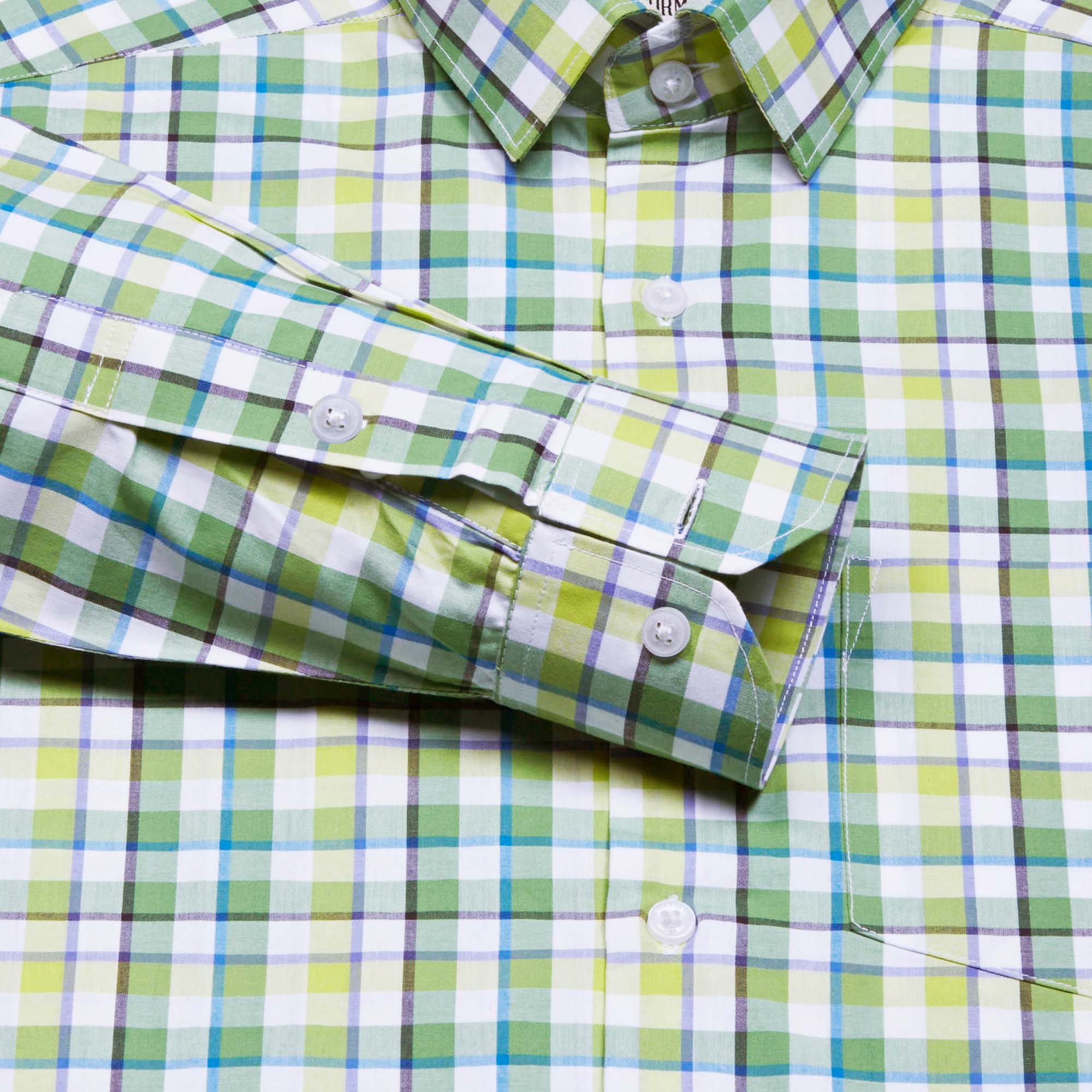 Zephyr Check Shirt In Green Regular Fit - The Formal Club