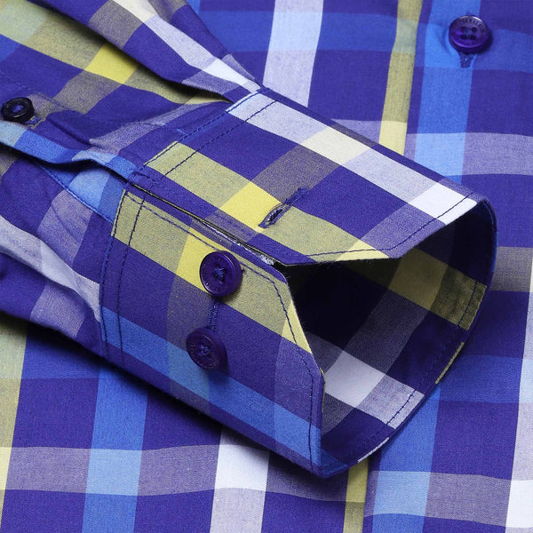 Duplin Yarn Died Check Shirt In Blue Yellow