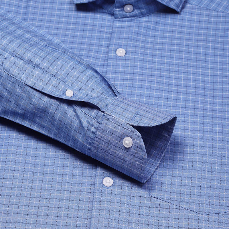 Eclipse Twill Check Shirt In Blue  Slim Fit