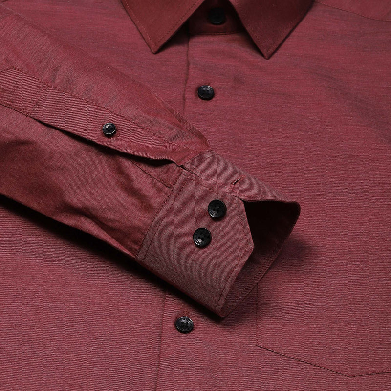 Blendix Twill Solid Shirt In Maroon Slim Fit