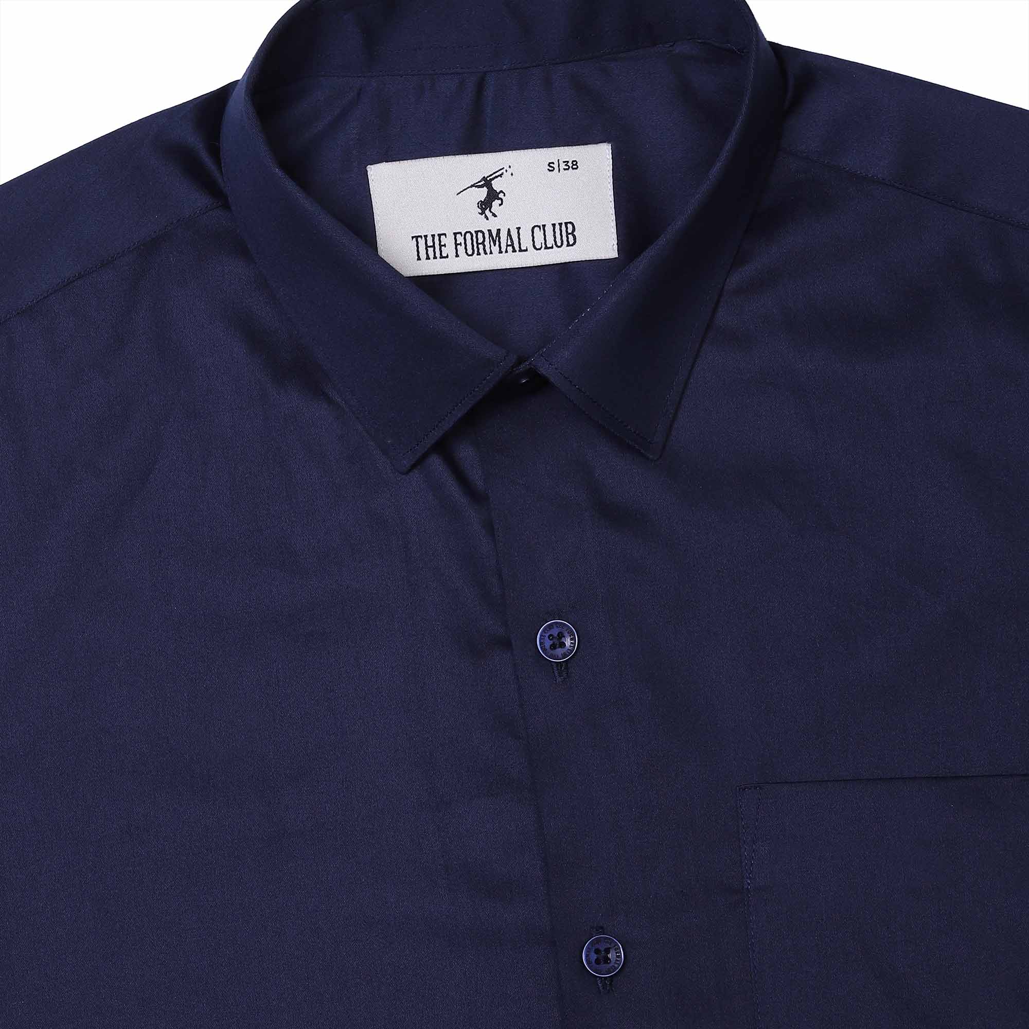 Swiss Finish Giza Cotton Shirt In Navy Blue