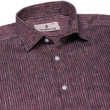 Luna Lenin Stripes Shirt In Marron Slim Fit