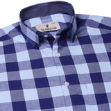 Zephyr Check Shirt In Navy Blue Regular Fit