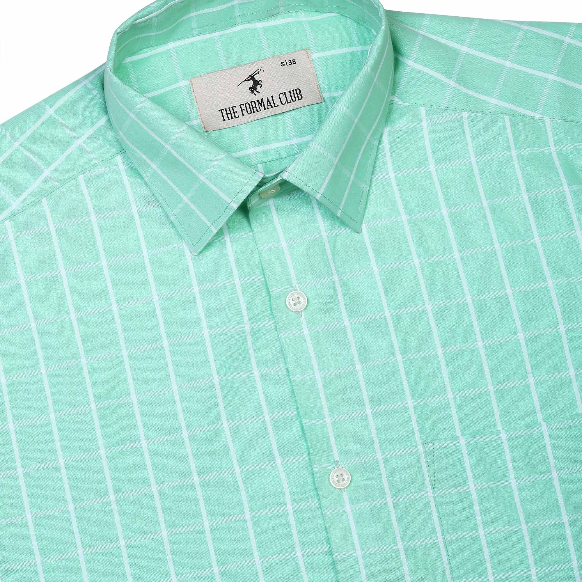 Metro Yarn Died Check Shirt In Pistachio - The Formal Club