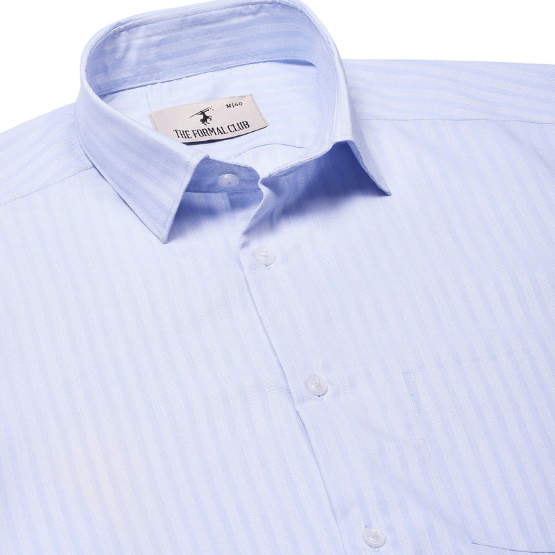 Ziggy Dobby Stripe Shirt In Sky Blue Regular Fit