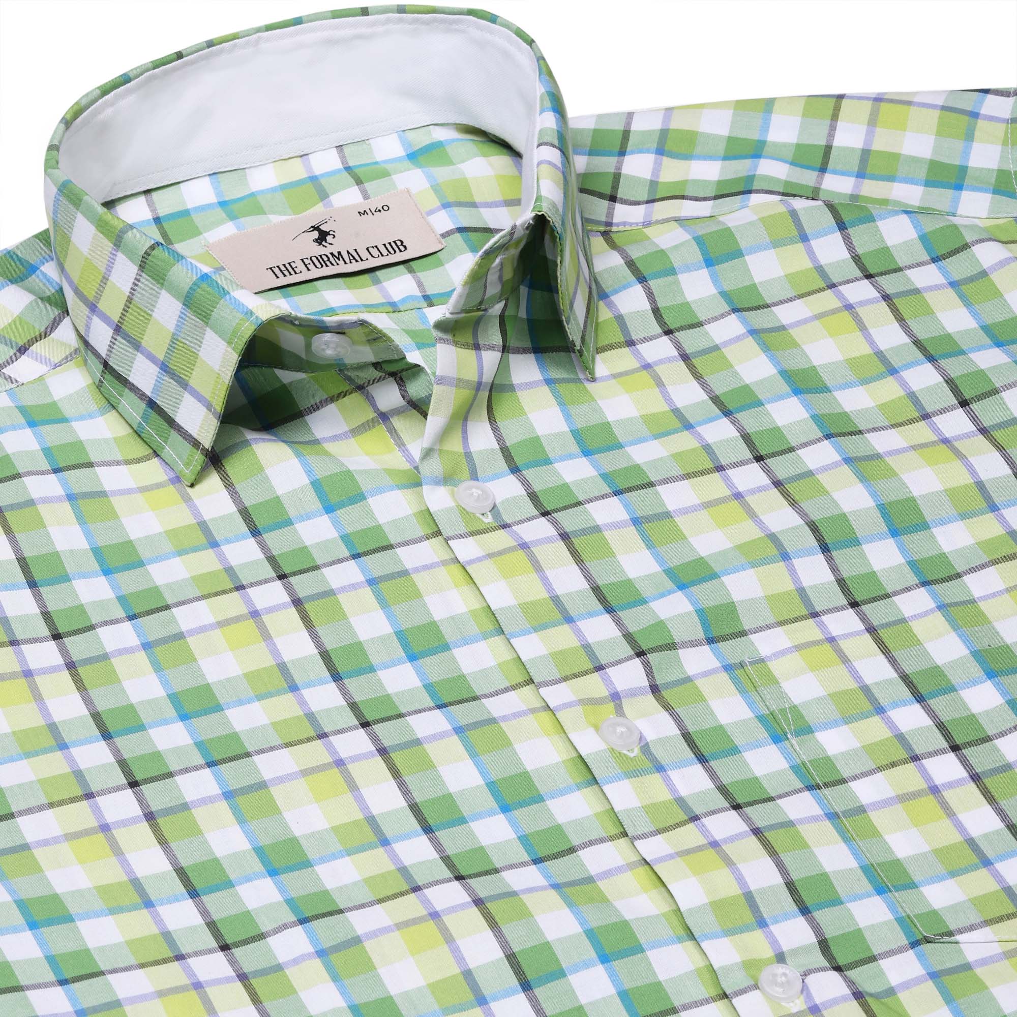 Zephyr Check Shirt In Green Slim Fit - The Formal Club