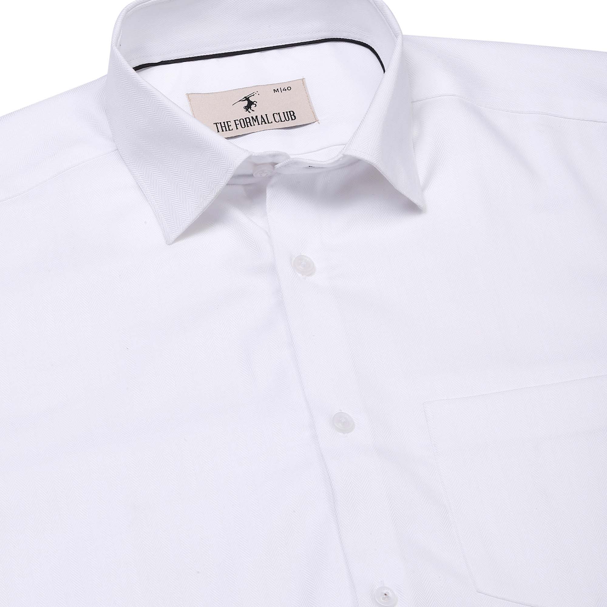 Ridge Textured Shirt In White Regular Fit - The Formal Club