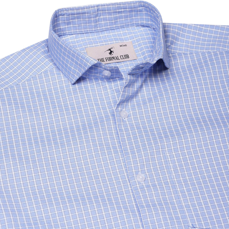 Regal Oxford Check Shirt In Sky Blue Slim Fit