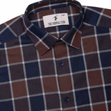 Printed Box Check Shirt In Brown - The Formal Club