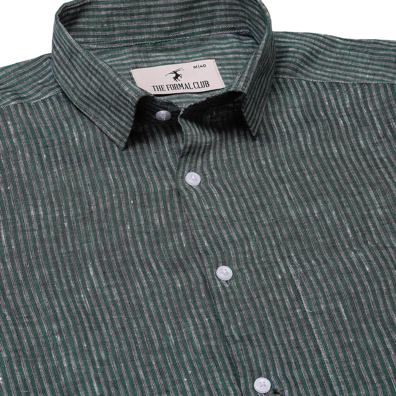 Luna Lenin Stripes Shirt In Green Slim Fit