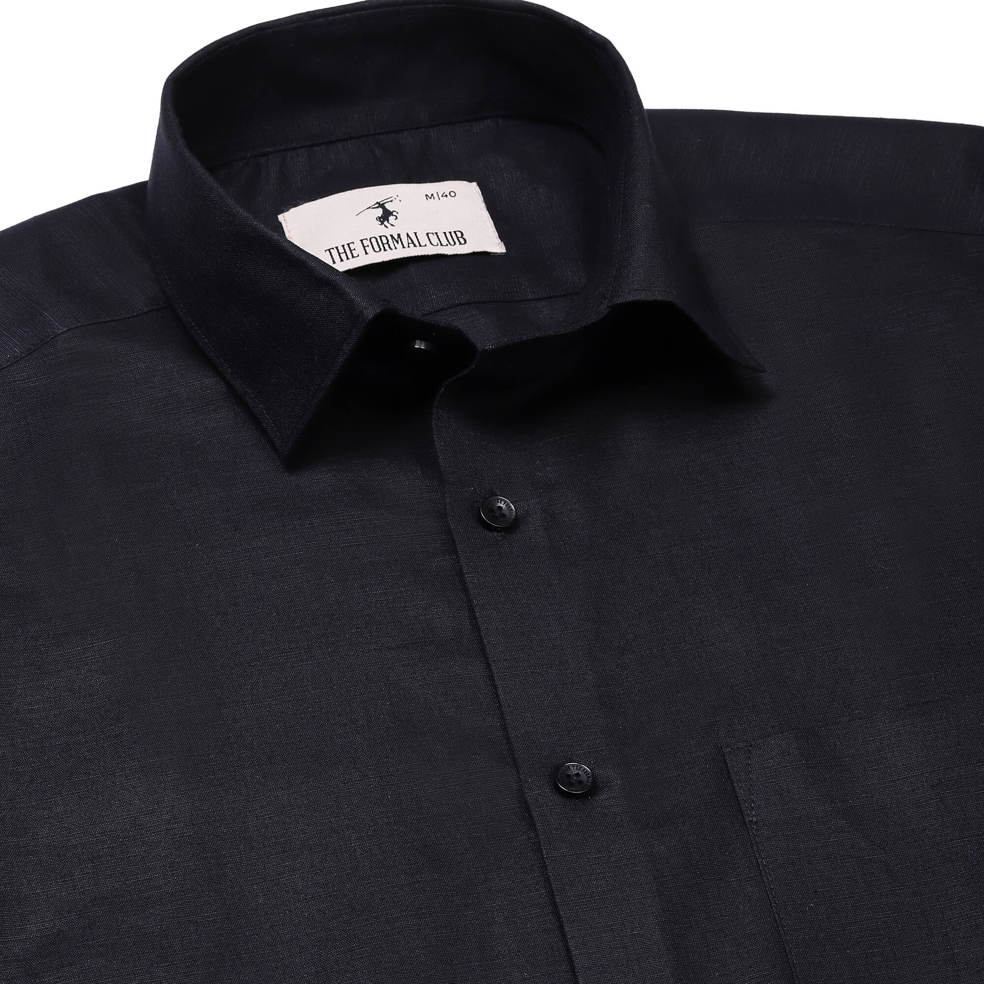 Luna Lenin Solid Shirt In Black Regular Fit - The Formal Club