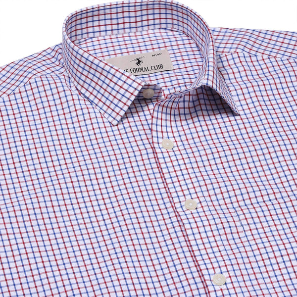 Zephyr Check Shirt In Red Blue - The Formal Club